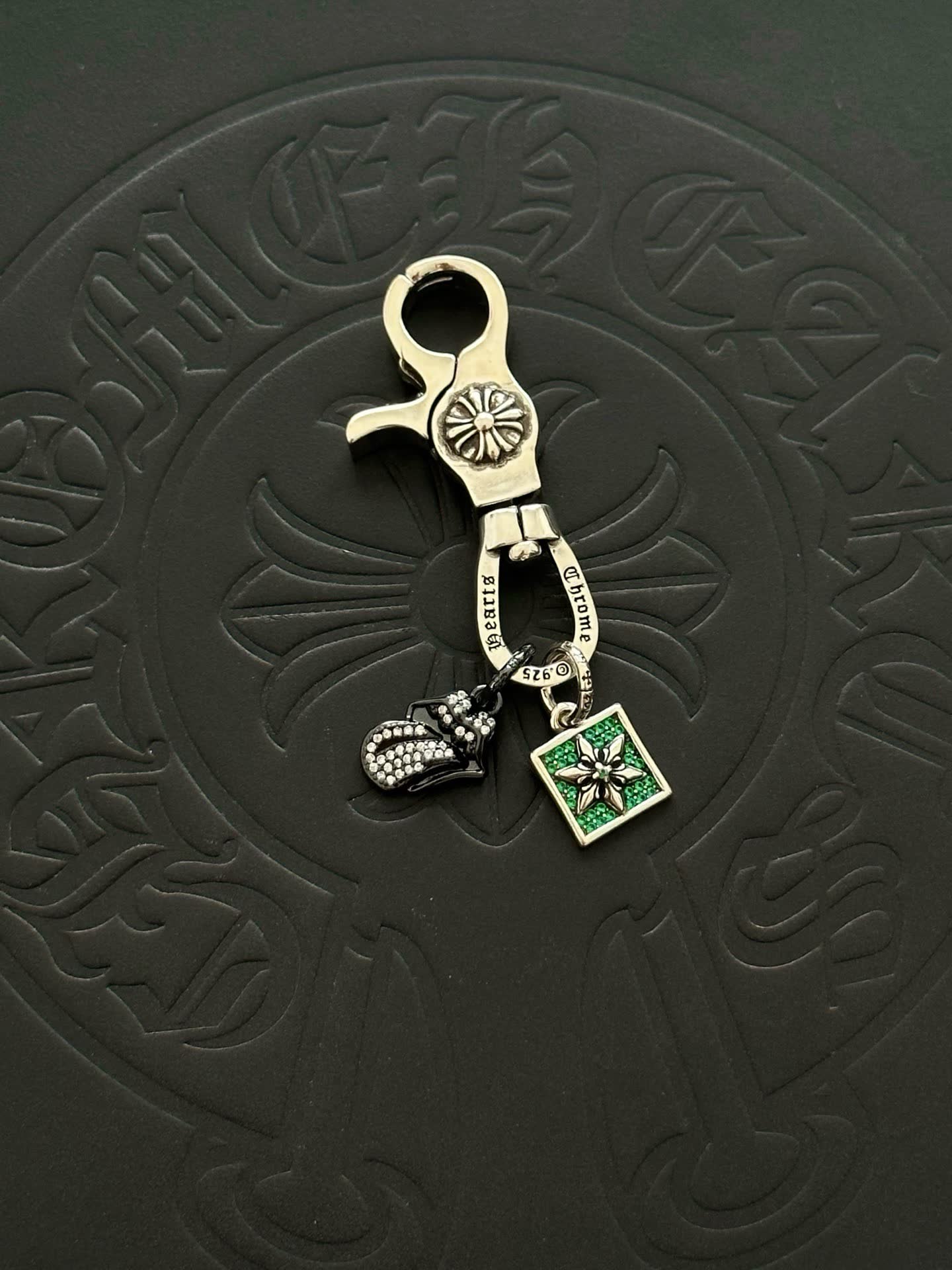Chrome Hearts Silver Keychain with Charms